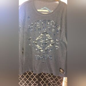 American Fighter Gray and Blue Graphic Sweatshirt